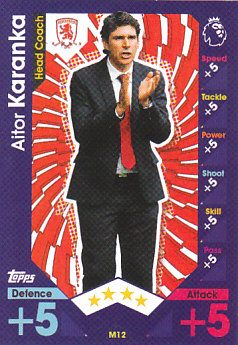 Aitor Karanka Middlesbrough 2016/17 Topps Match Attax Extra Manager #M12